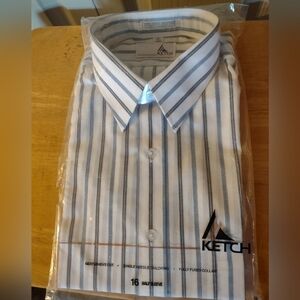 NWT Men's Ketch 16neck Half Sleeve Striped Collar Shirt